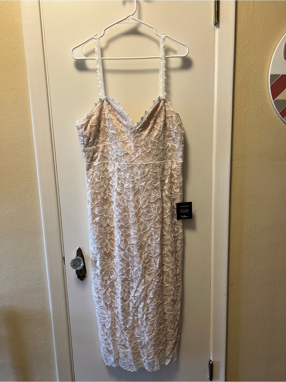 Lulus Lace Overlay Slip Dress in Ivory